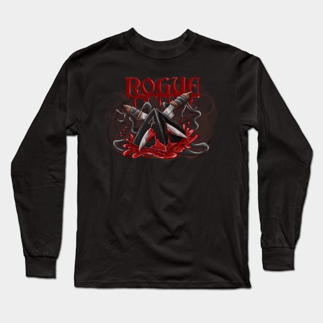 Rogue Dice D4 Funny Dungeons And Dragons DND D20 Lover Long Sleeve T-Shirt by Bingeprints